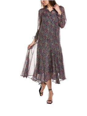 Ted Baker London Bevlia Floral Midi Dress Drop Waist Boho Romantic Whimsical